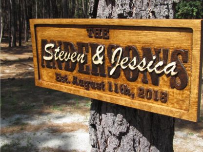 3- D Personalized Carved Wood Sign for Couples - Image 3