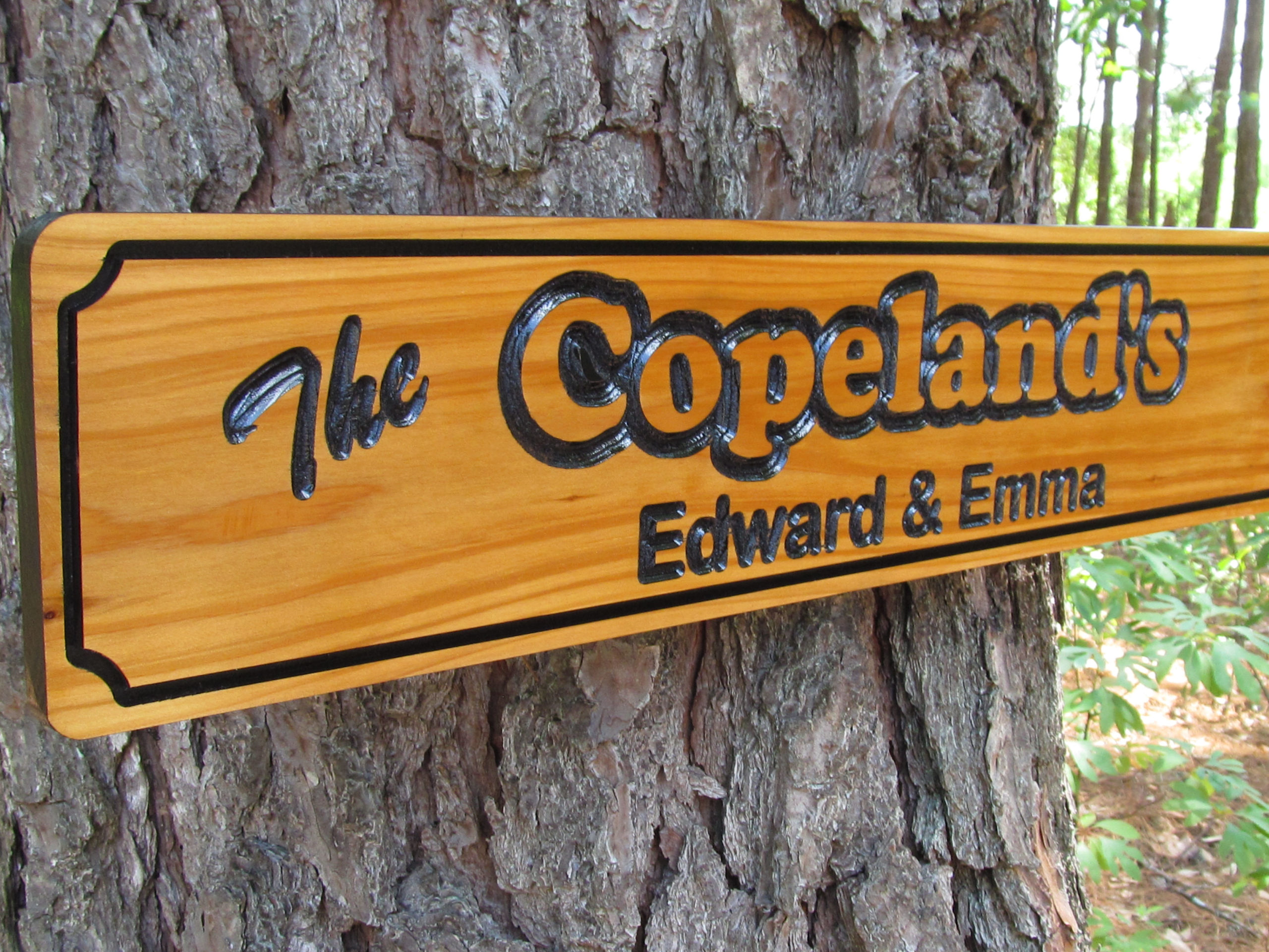 Copelands 24 Inch X 5 Inch Western Red Cedar Sign Close Up From Right To Left Scaled 