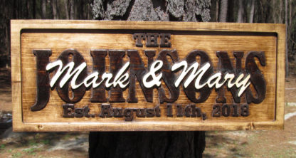 3- D Personalized Carved Wood Sign for Couples