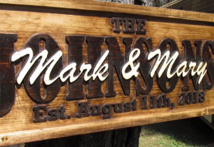 3- D Personalized Carved Wood Sign for Couples - Image 5