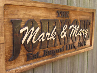 3- D Personalized Carved Wood Sign for Couples - Image 3